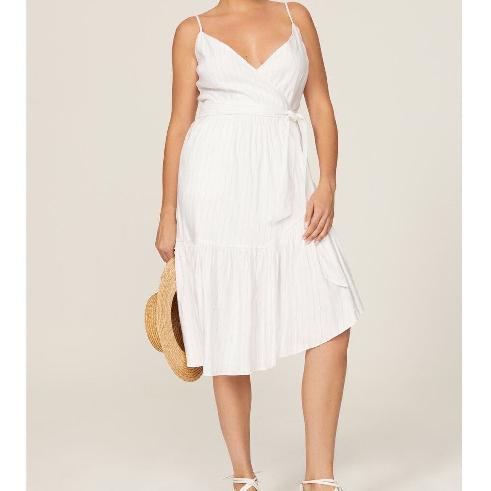 Marissa Webb Stripe Surplice Mini Dress 10 Euro Summer Linen Blend Sleeveless